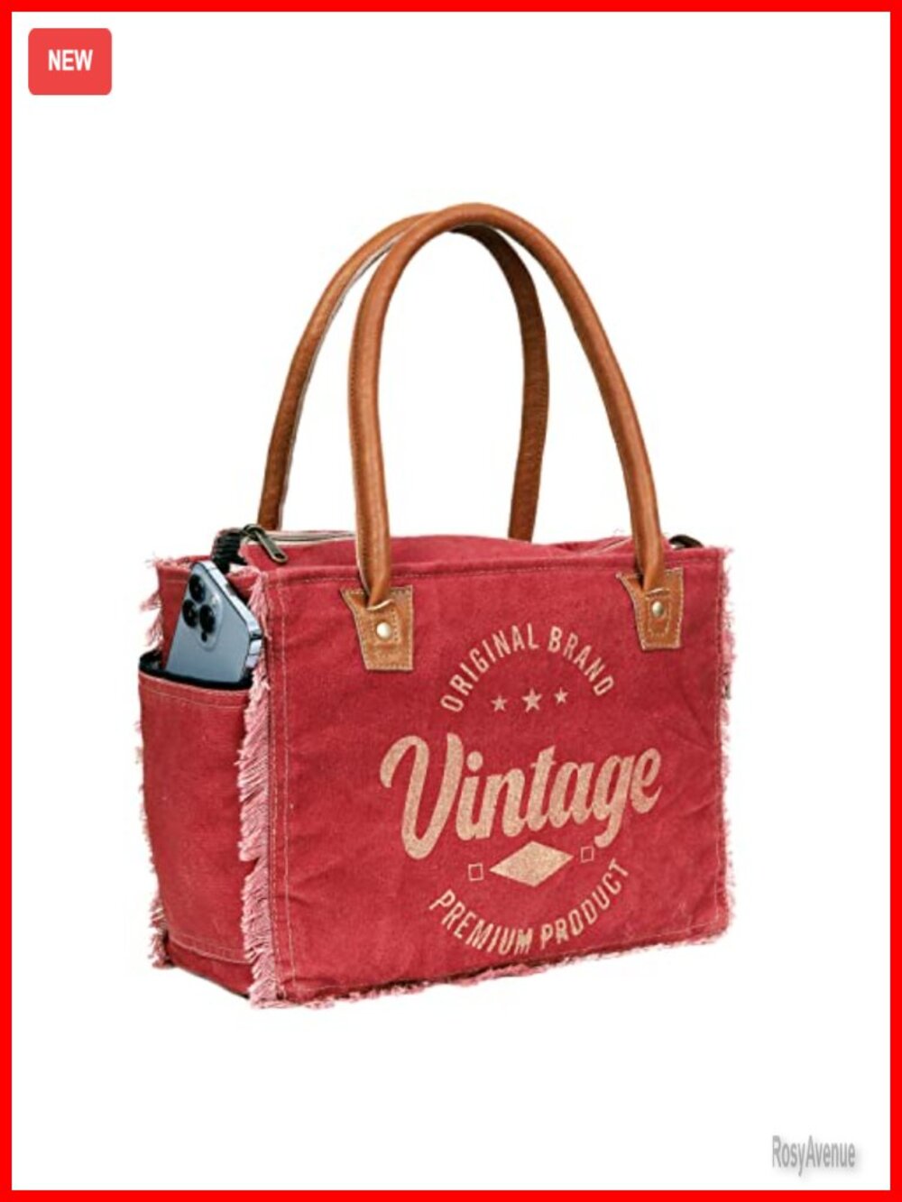 Canvas Tote Bag with Leather Handles for Women